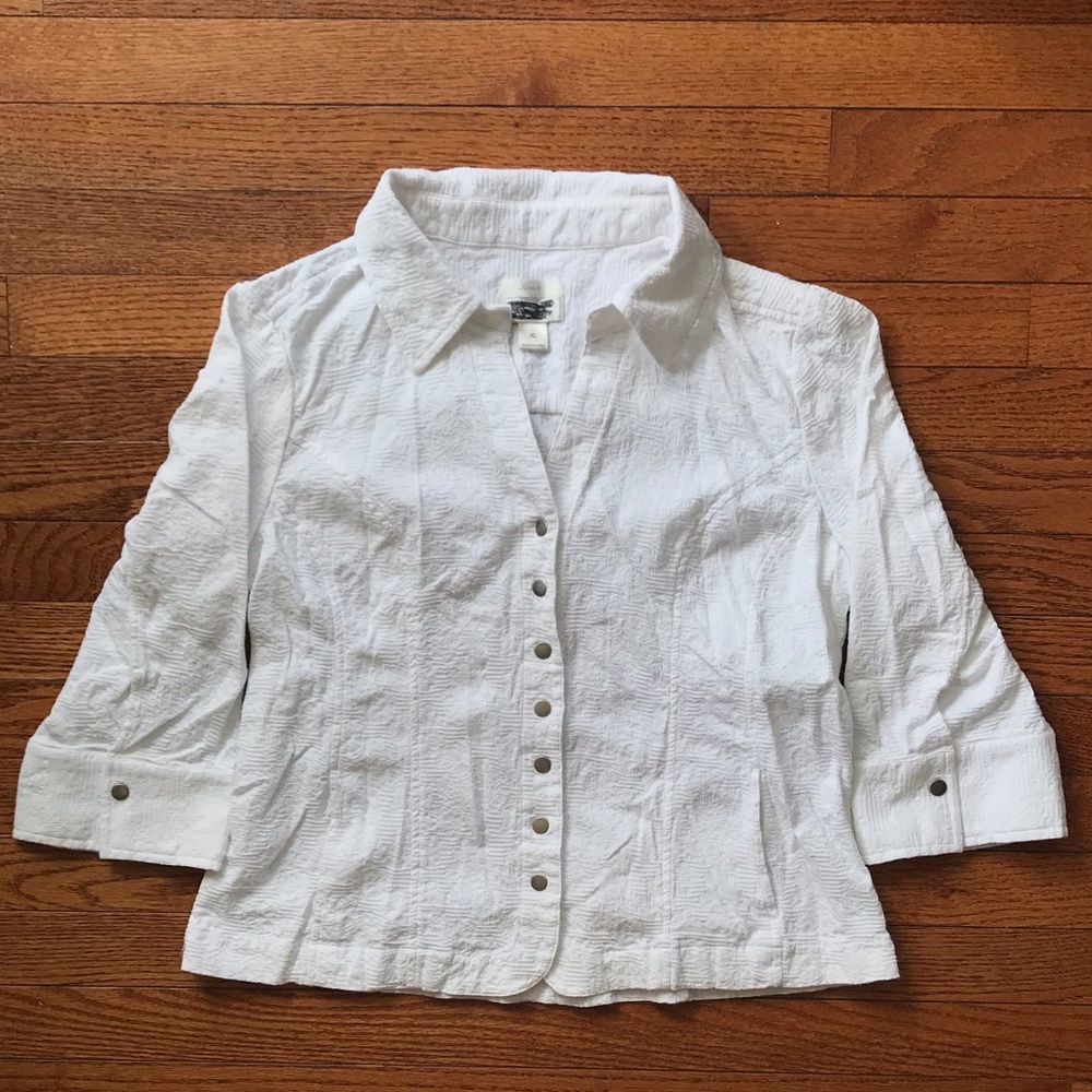 Christopher & Banks Button Up V-Neck Blouse